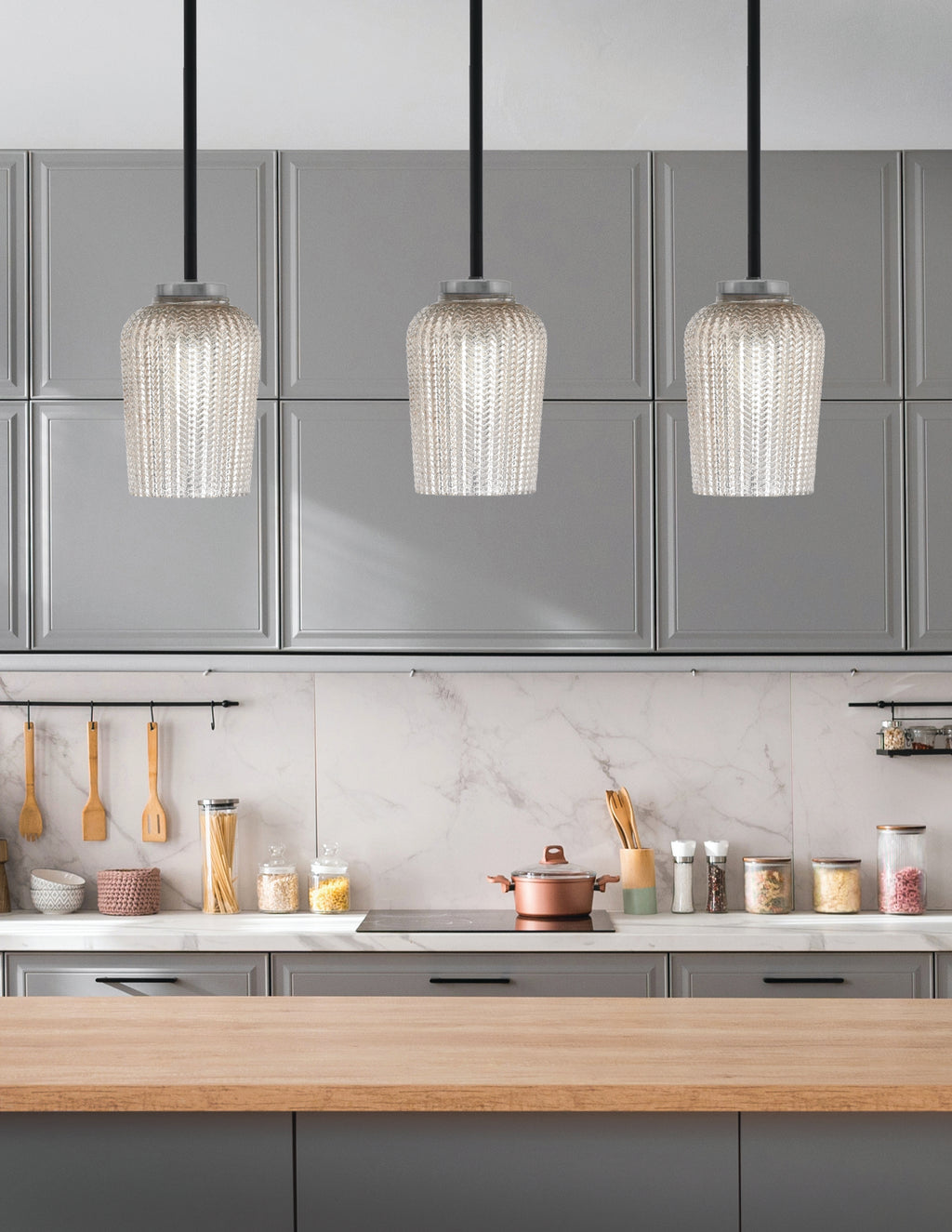 Sandia One Light Mini Pendant in Matte Black & Graphite with Silver Textured Shade
