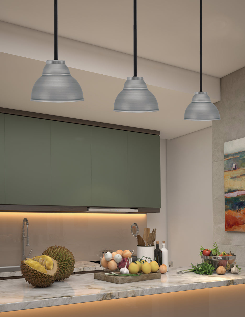 Sandia One Light Mini Pendant in Matte Black & Graphite with Graphite Metal Shade Shade