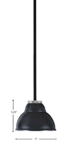 Sandia One Light Mini Pendant in Matte Black & Graphite with Matte Black Metal Shade Shade