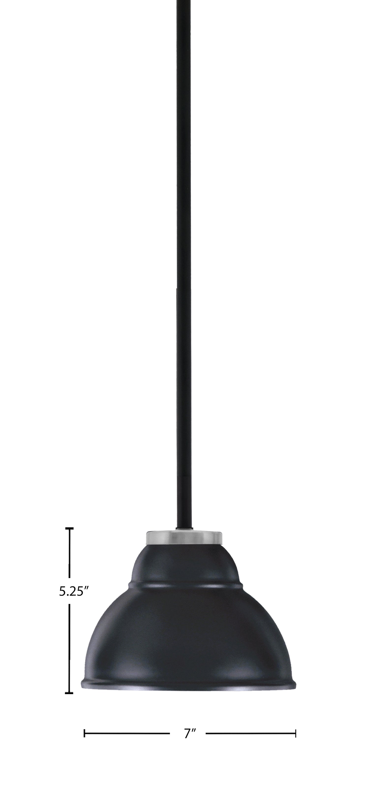Sandia One Light Mini Pendant in Matte Black & Graphite with Matte Black Metal Shade Shade