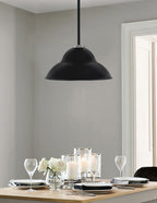 Sandia One Light Pendant in Matte Black & Graphite with Matte Black Metal Shade Shade