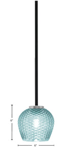 Sandia One Light Mini Pendant in Matte Black & Graphite with Turquoise Textured Shade