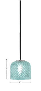 Sandia One Light Mini Pendant in Matte Black & Graphite with Turquoise Textured Shade