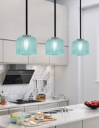 Sandia One Light Mini Pendant in Matte Black & Graphite with Turquoise Textured Shade