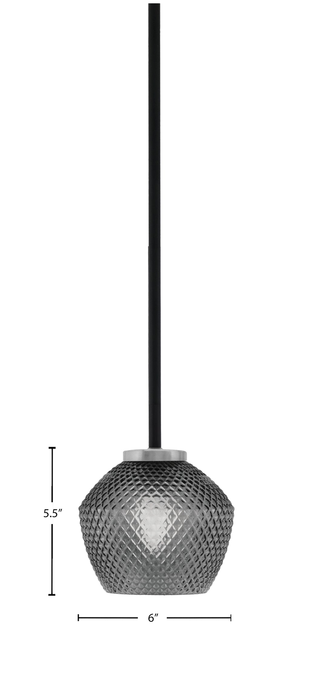 Sandia One Light Mini Pendant in Matte Black & Graphite with Smoke Textured Shade