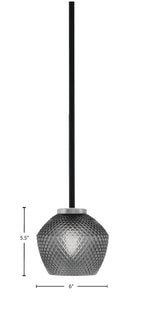 Sandia One Light Mini Pendant in Matte Black & Graphite with Smoke Textured Shade