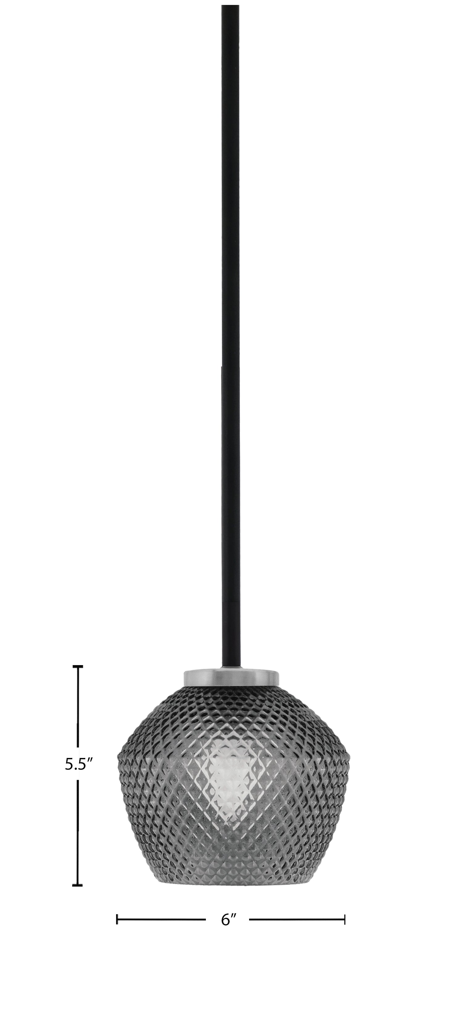 Sandia One Light Mini Pendant in Matte Black & Graphite with Smoke Textured Shade