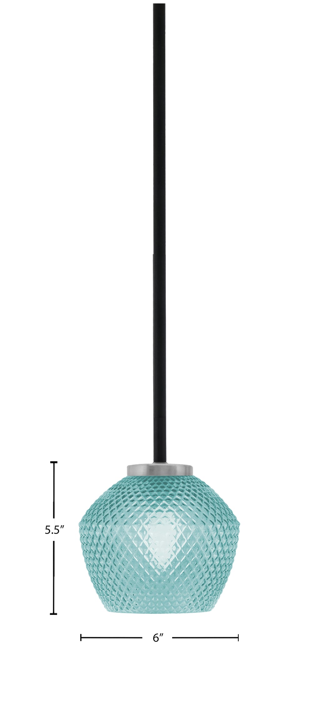 Sandia One Light Mini Pendant in Matte Black & Graphite with Turquoise Textured Shade