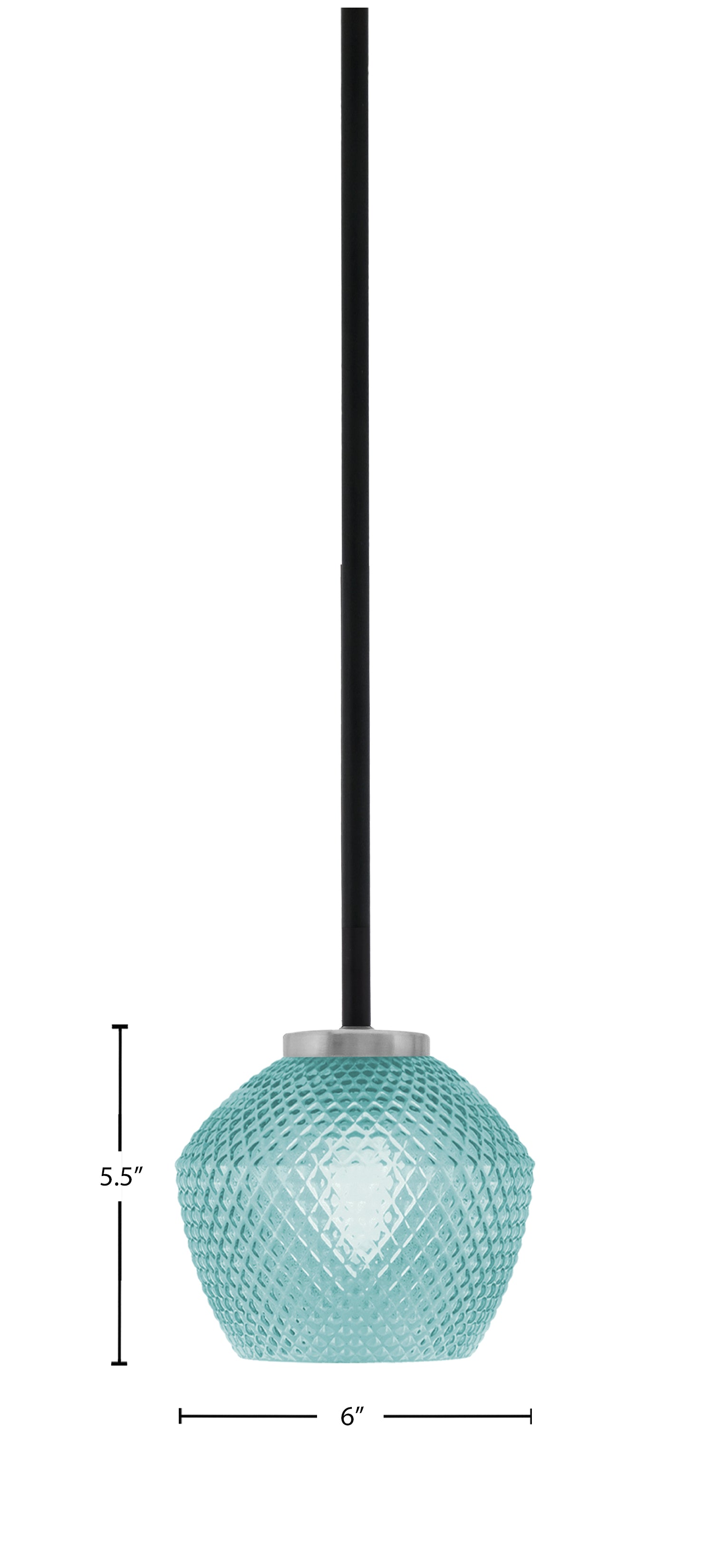 Sandia One Light Mini Pendant in Matte Black & Graphite with Turquoise Textured Shade