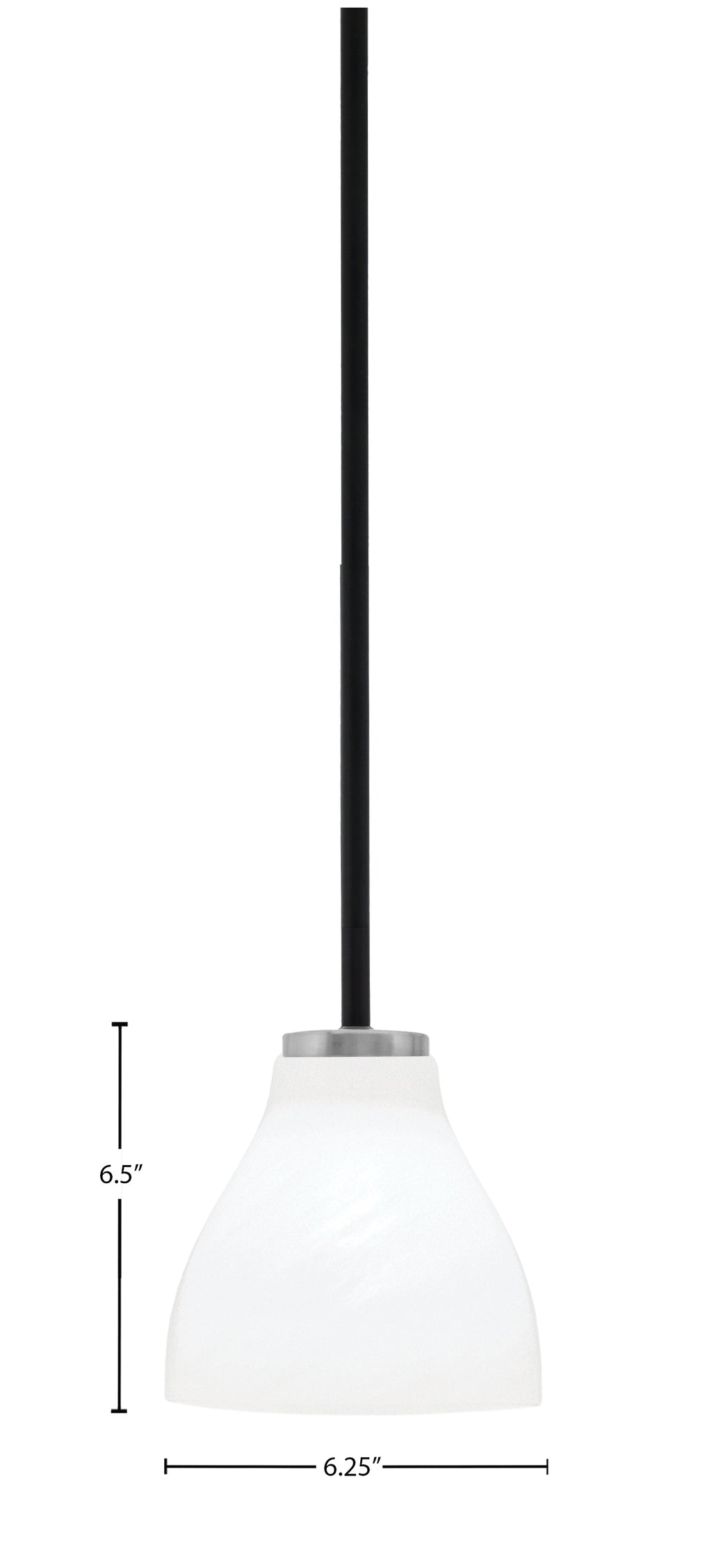 Sandia One Light Mini Pendant in Matte Black & Graphite with White Marble Shade