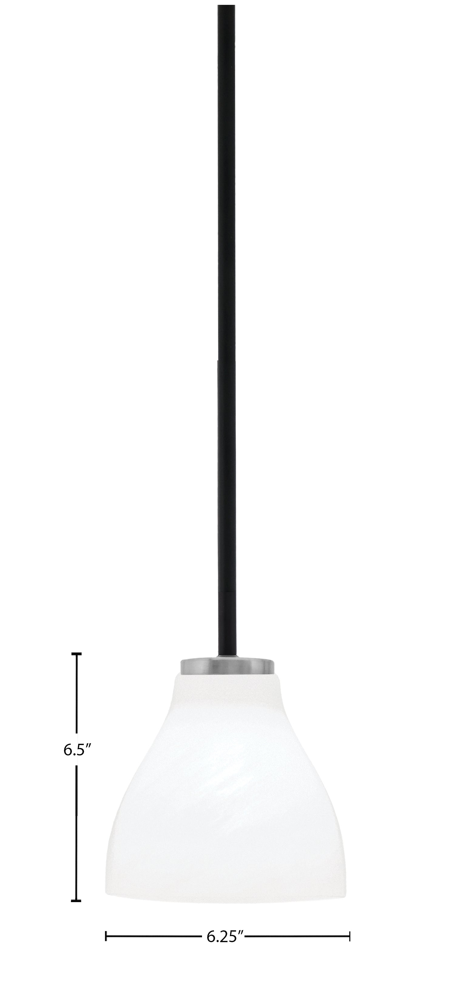 Sandia One Light Mini Pendant in Matte Black & Graphite with White Marble Shade