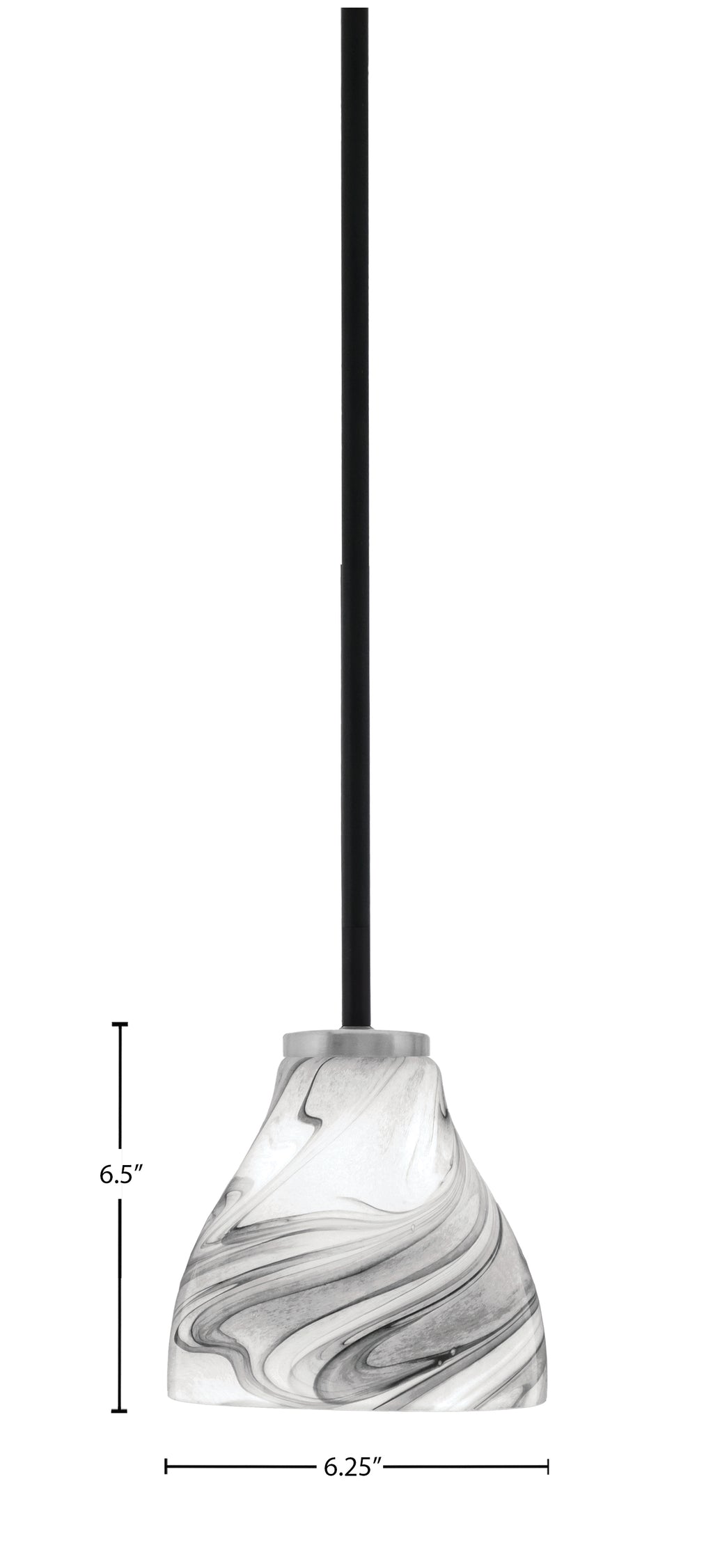 Sandia One Light Mini Pendant in Matte Black & Graphite with Onyx Swirl Shade