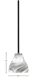 Sandia One Light Mini Pendant in Matte Black & Graphite with Onyx Swirl Shade