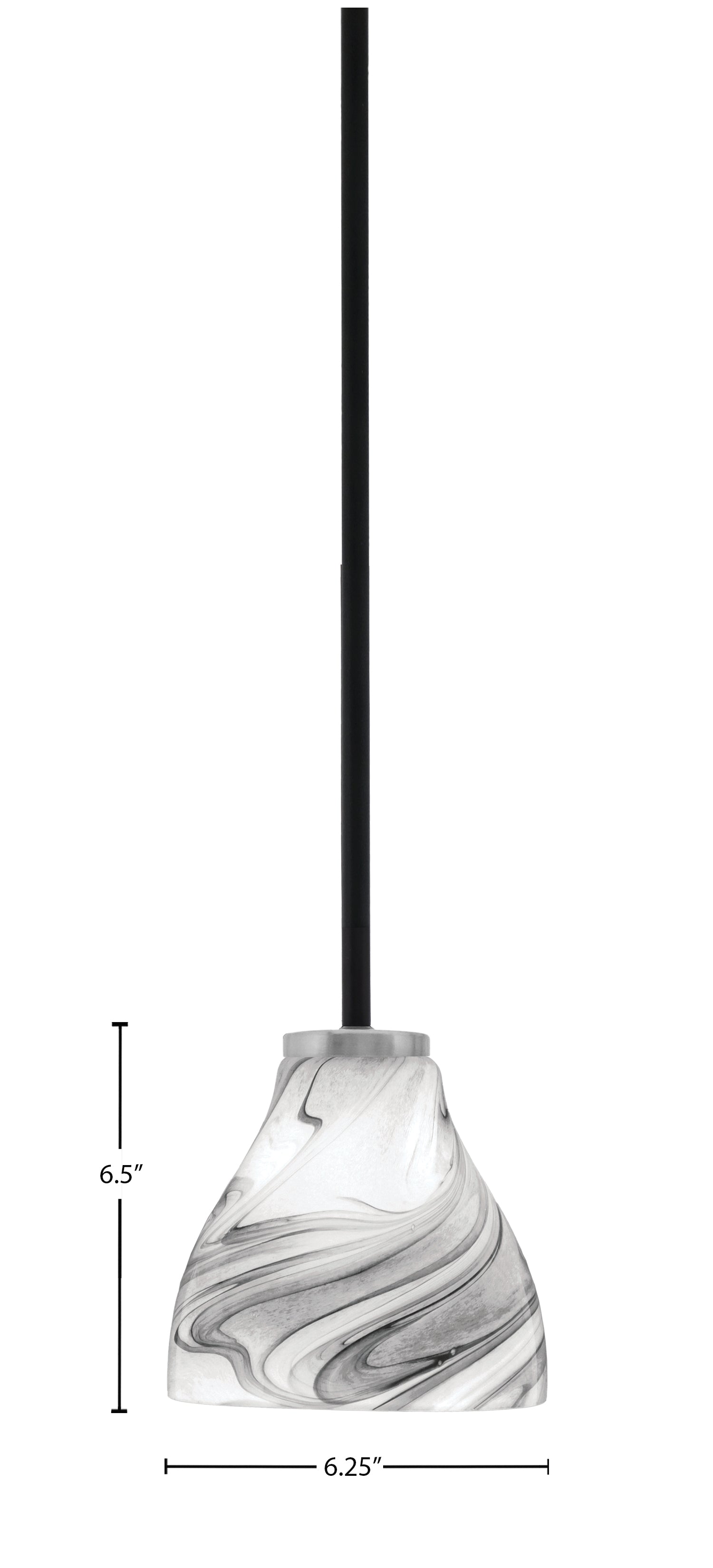 Sandia One Light Mini Pendant in Matte Black & Graphite with Onyx Swirl Shade