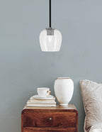 Sandia One Light Mini Pendant in Matte Black & Graphite with Clear Bubble Shade