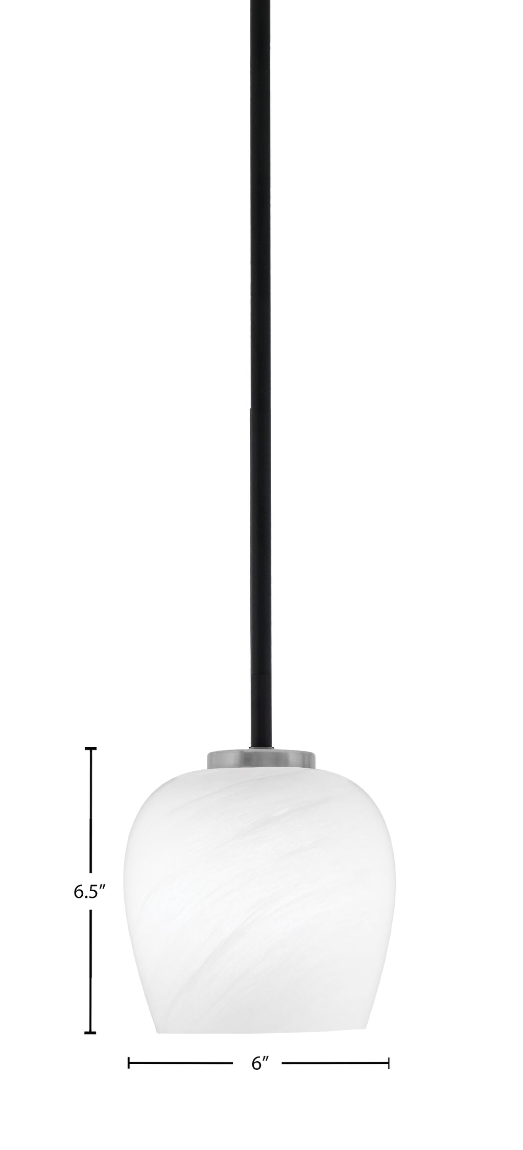 Sandia One Light Mini Pendant in Matte Black & Graphite with White Marble Shade