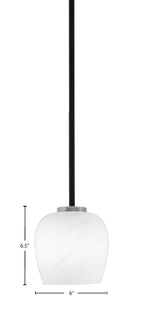 Sandia One Light Mini Pendant in Matte Black & Graphite with White Marble Shade