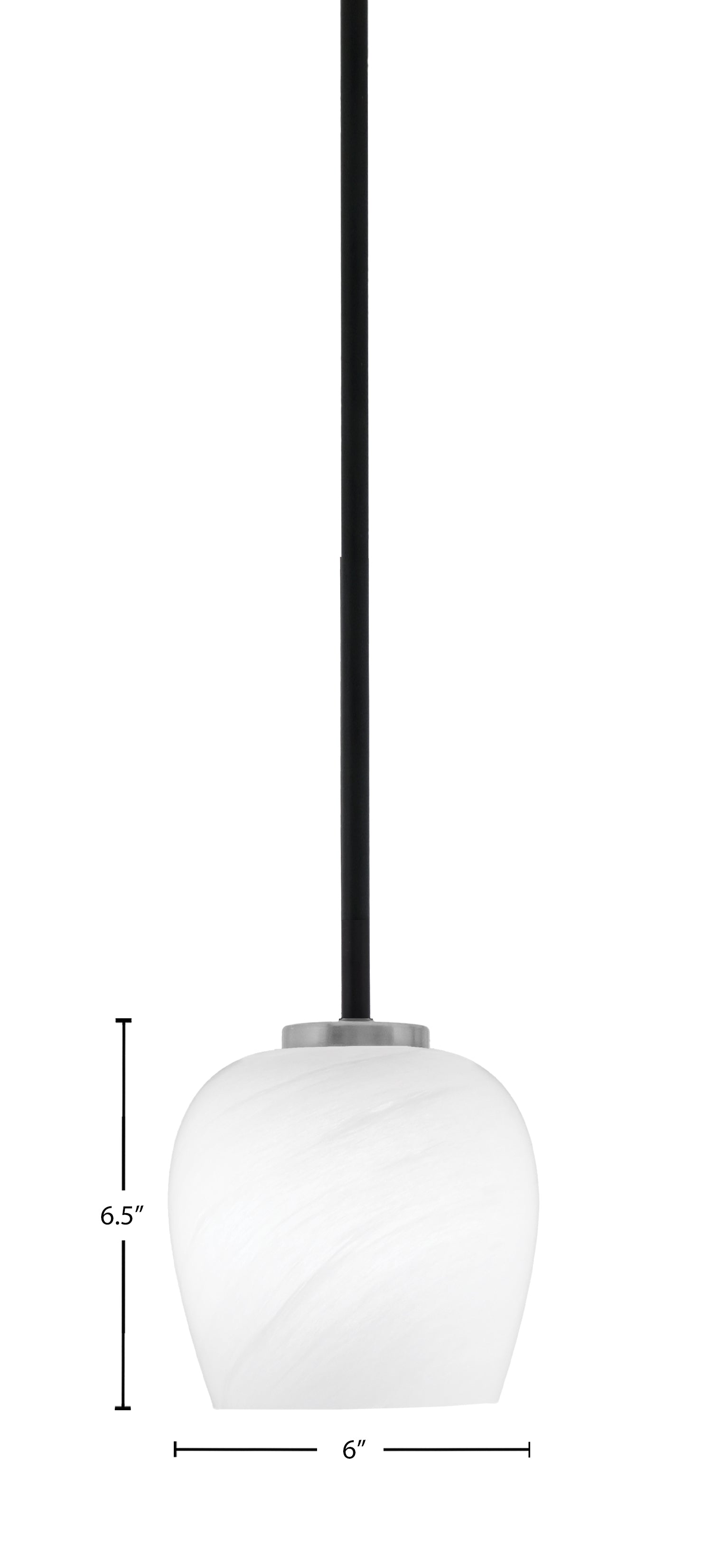 Sandia One Light Mini Pendant in Matte Black & Graphite with White Marble Shade