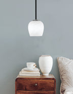 Sandia One Light Mini Pendant in Matte Black & Graphite with White Marble Shade