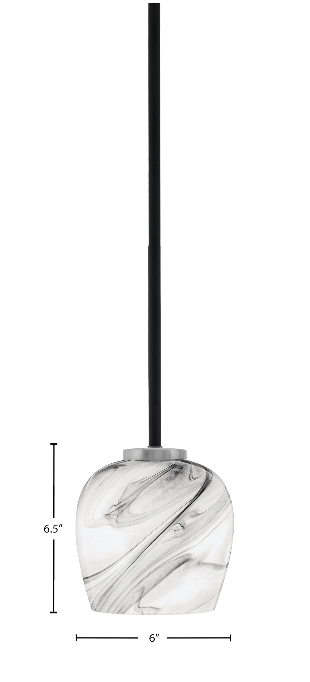 Sandia One Light Mini Pendant in Matte Black & Graphite with Onyx Swirl Shade