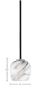 Sandia One Light Mini Pendant in Matte Black & Graphite with Onyx Swirl Shade