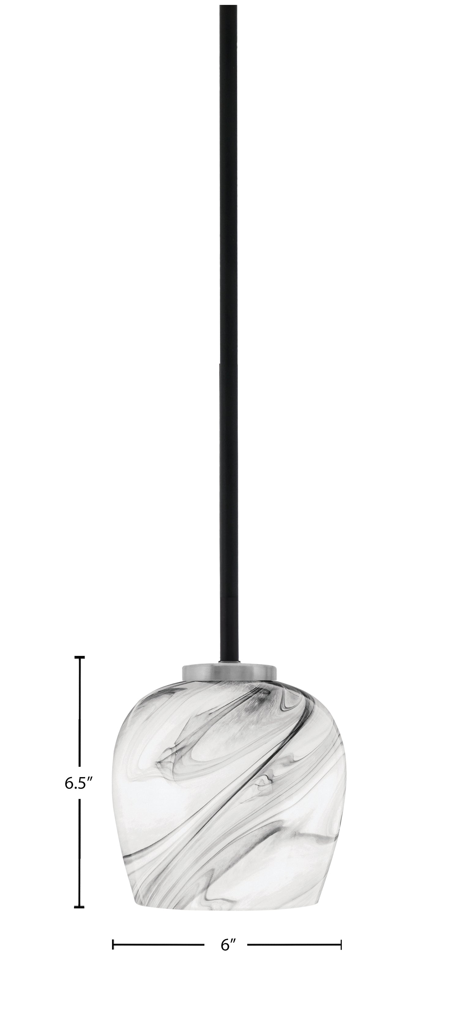 Sandia One Light Mini Pendant in Matte Black & Graphite with Onyx Swirl Shade