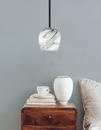 Sandia One Light Mini Pendant in Matte Black & Graphite with Onyx Swirl Shade