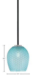Sandia One Light Mini Pendant in Matte Black & Graphite with Turquoise Textured Shade