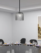 Sandia One Light Mini Pendant in Matte Black & Graphite with Smoke Textured Shade
