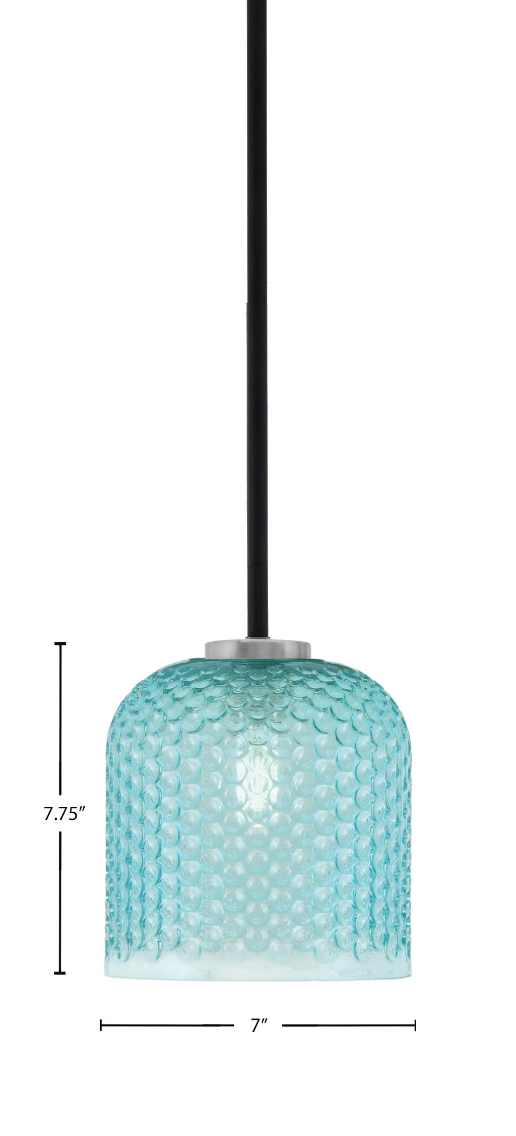Sandia One Light Mini Pendant in Matte Black & Graphite with Turquoise Textured Shade