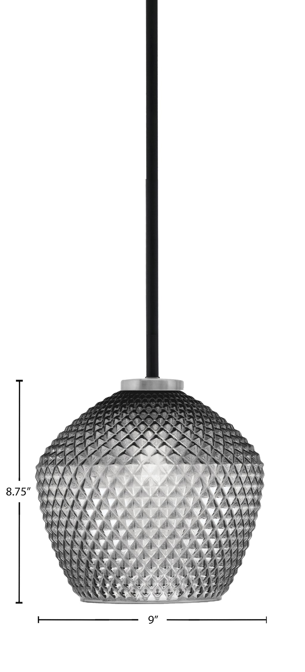 Sandia One Light Mini Pendant in Matte Black & Graphite with Smoke Textured Shade