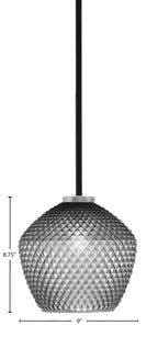 Sandia One Light Mini Pendant in Matte Black & Graphite with Smoke Textured Shade