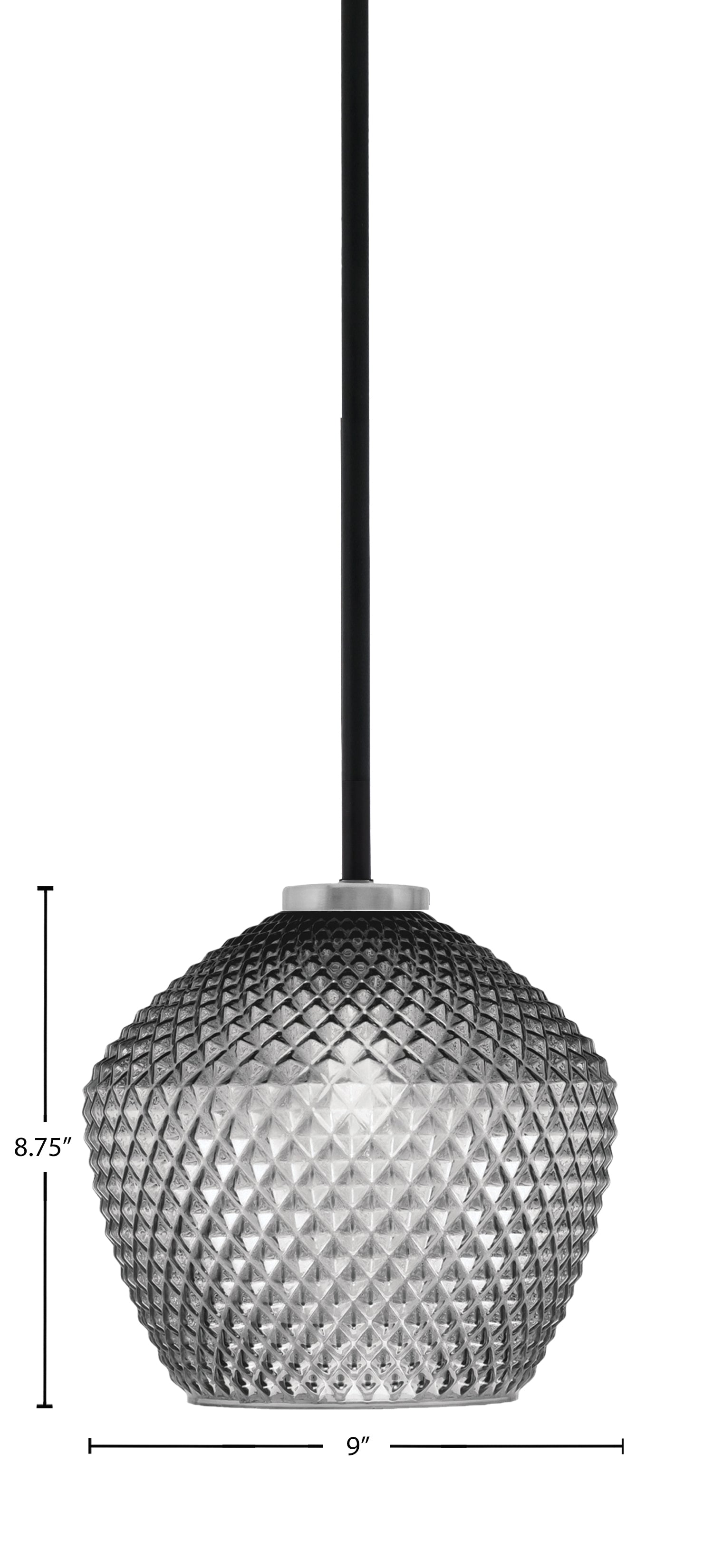 Sandia One Light Mini Pendant in Matte Black & Graphite with Smoke Textured Shade