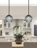 Sandia One Light Mini Pendant in Matte Black & Graphite with Smoke Textured Shade