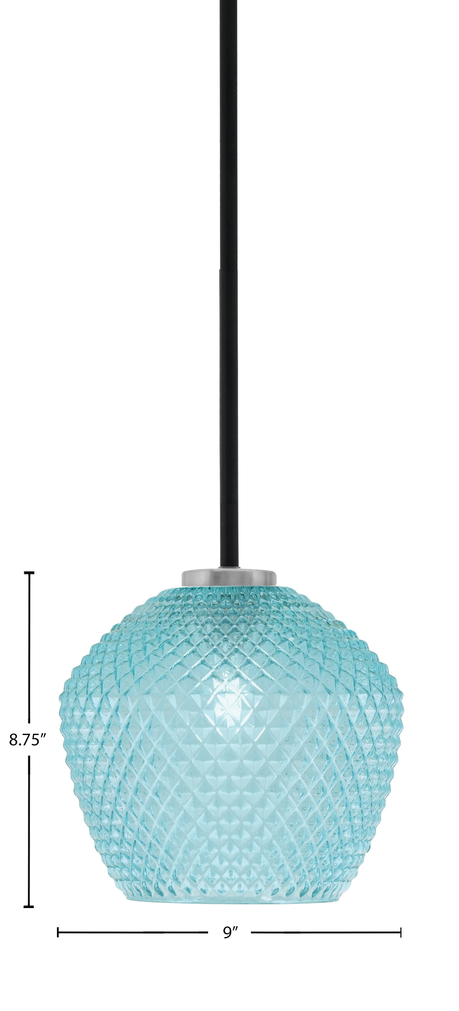 Sandia One Light Mini Pendant in Matte Black & Graphite with Turquoise Textured Shade