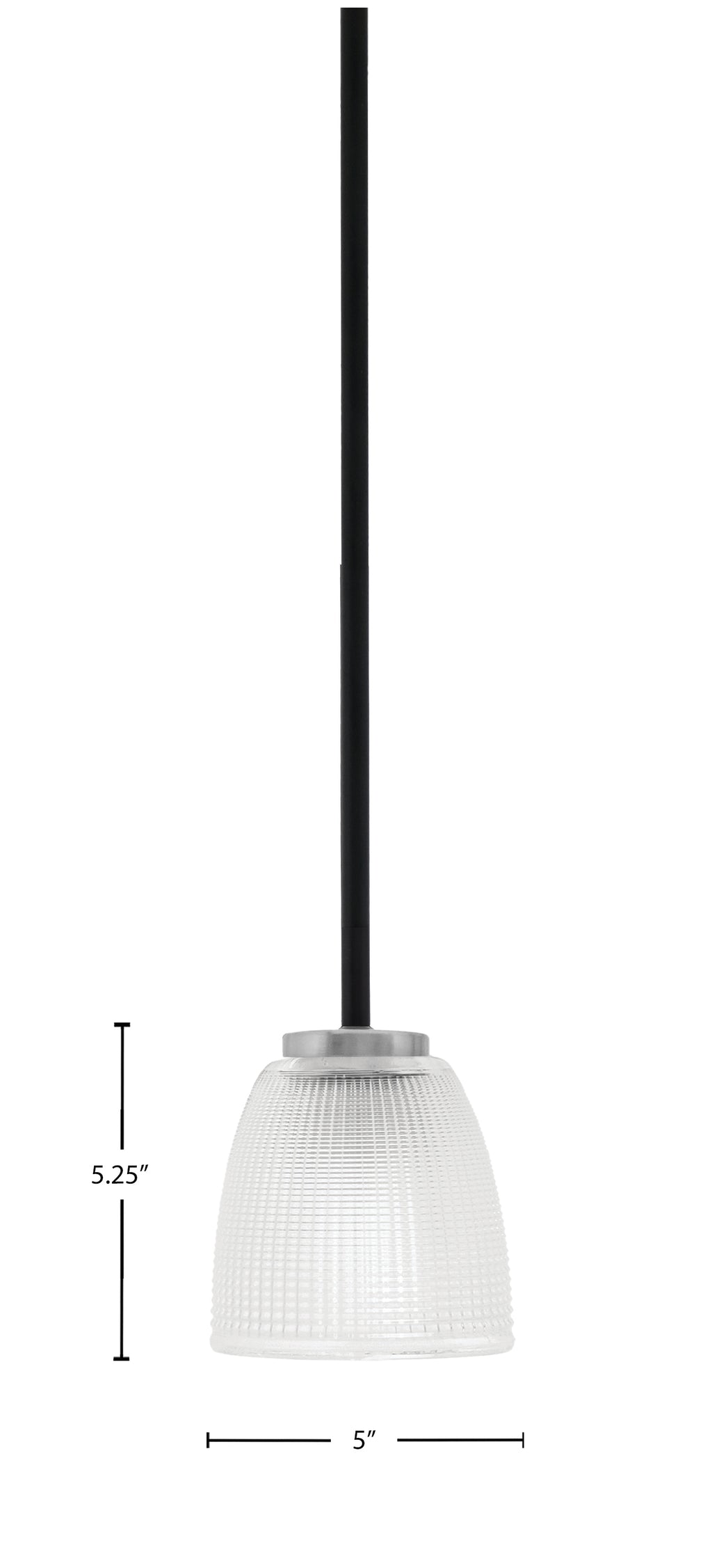 Sandia One Light Mini Pendant in Matte Black & Graphite with Clear ribbed Shade