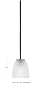 Sandia One Light Mini Pendant in Matte Black & Graphite with Clear ribbed Shade