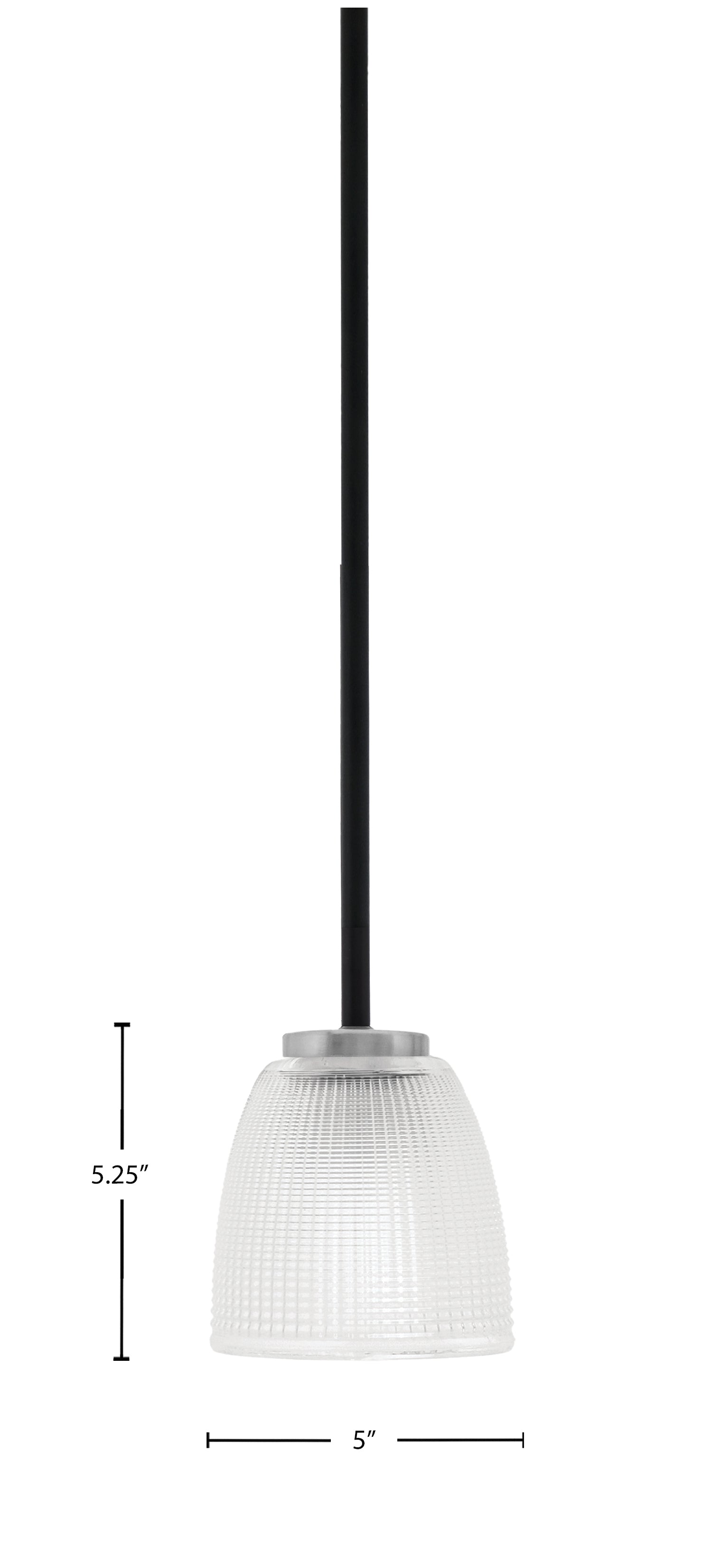 Sandia One Light Mini Pendant in Matte Black & Graphite with Clear ribbed Shade