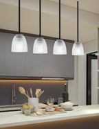Sandia One Light Mini Pendant in Matte Black & Graphite with Clear ribbed Shade