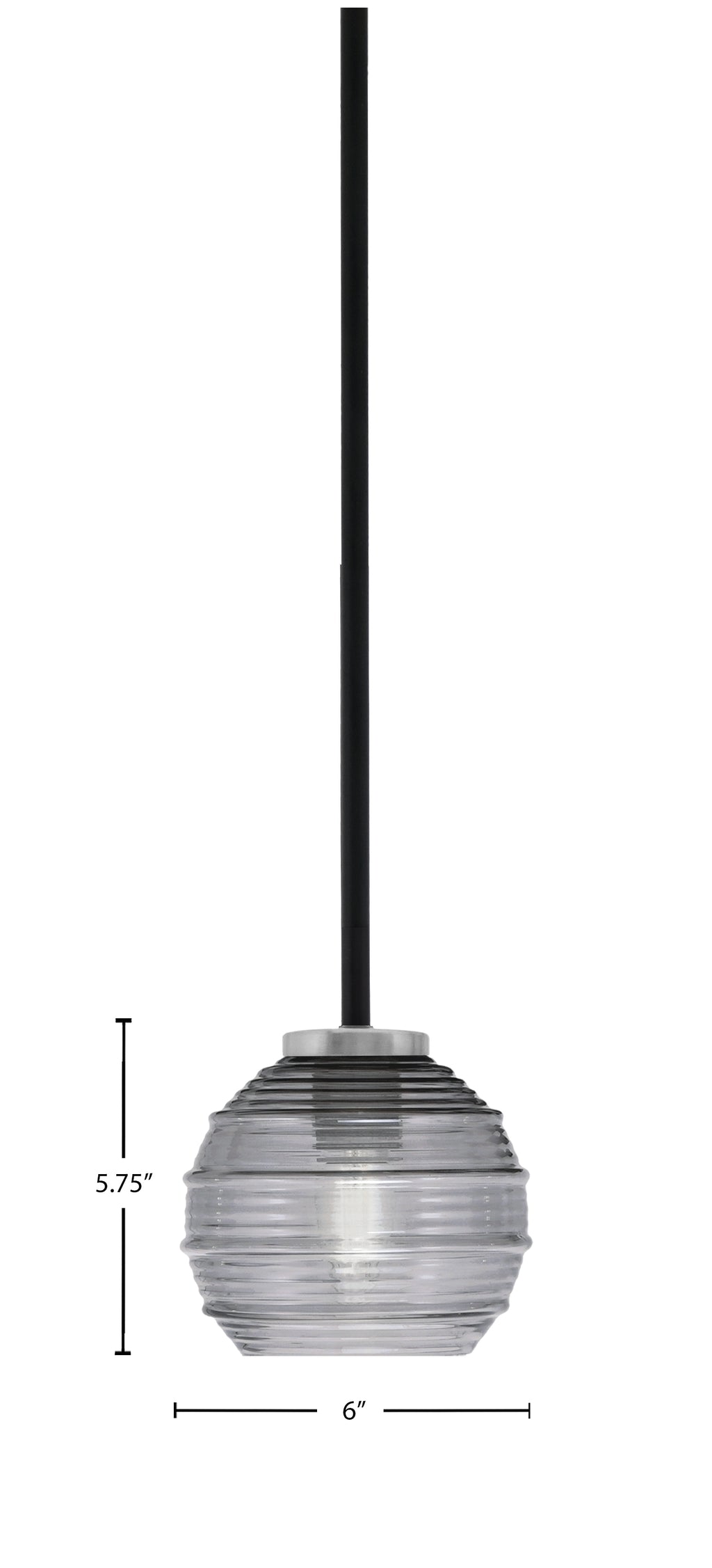 Sandia One Light Mini Pendant in Matte Black & Graphite with Smoke Ribbed Shade