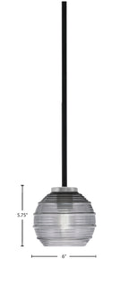 Sandia One Light Mini Pendant in Matte Black & Graphite with Smoke Ribbed Shade
