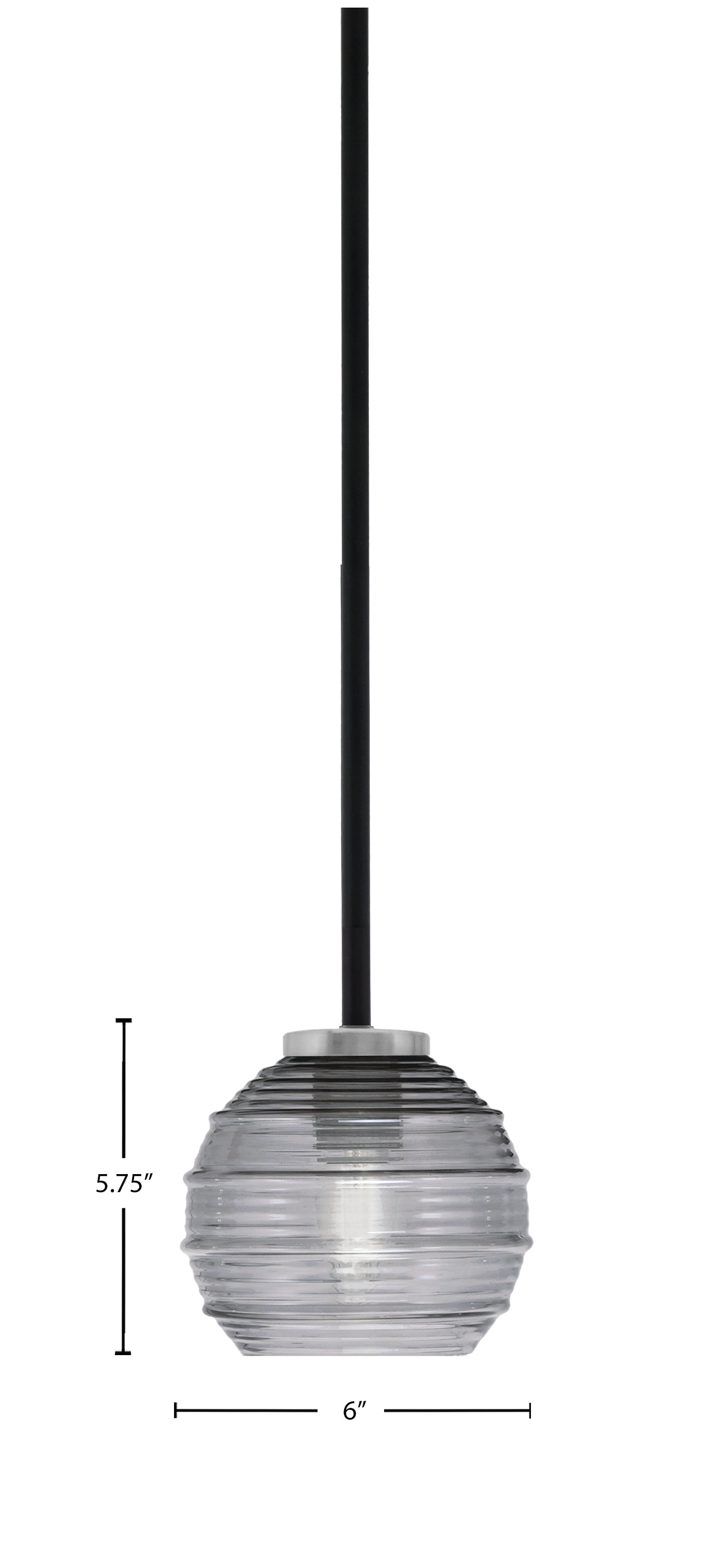 Sandia One Light Mini Pendant in Matte Black & Graphite with Smoke Ribbed Shade