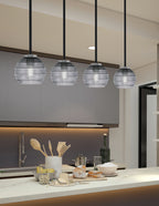 Sandia One Light Mini Pendant in Matte Black & Graphite with Smoke Ribbed Shade