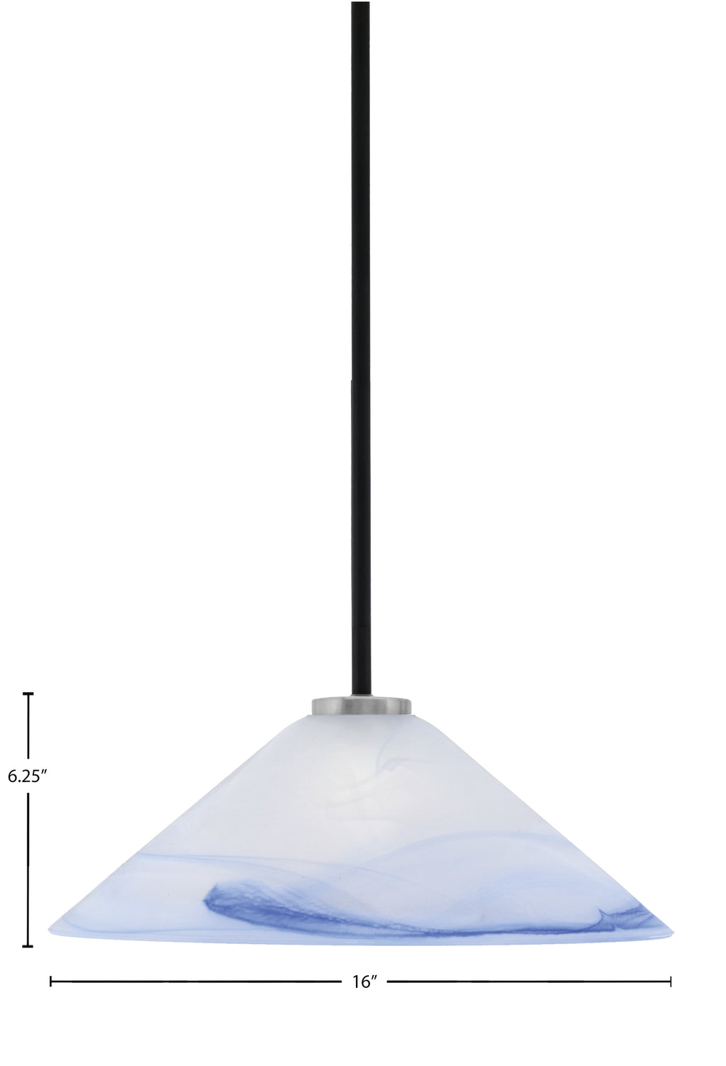 Sandia One Light Pendant in Matte Black & Graphite with Blue Swirl Shade
