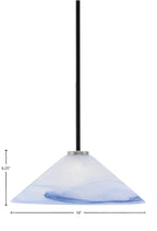 Sandia One Light Pendant in Matte Black & Graphite with Blue Swirl Shade