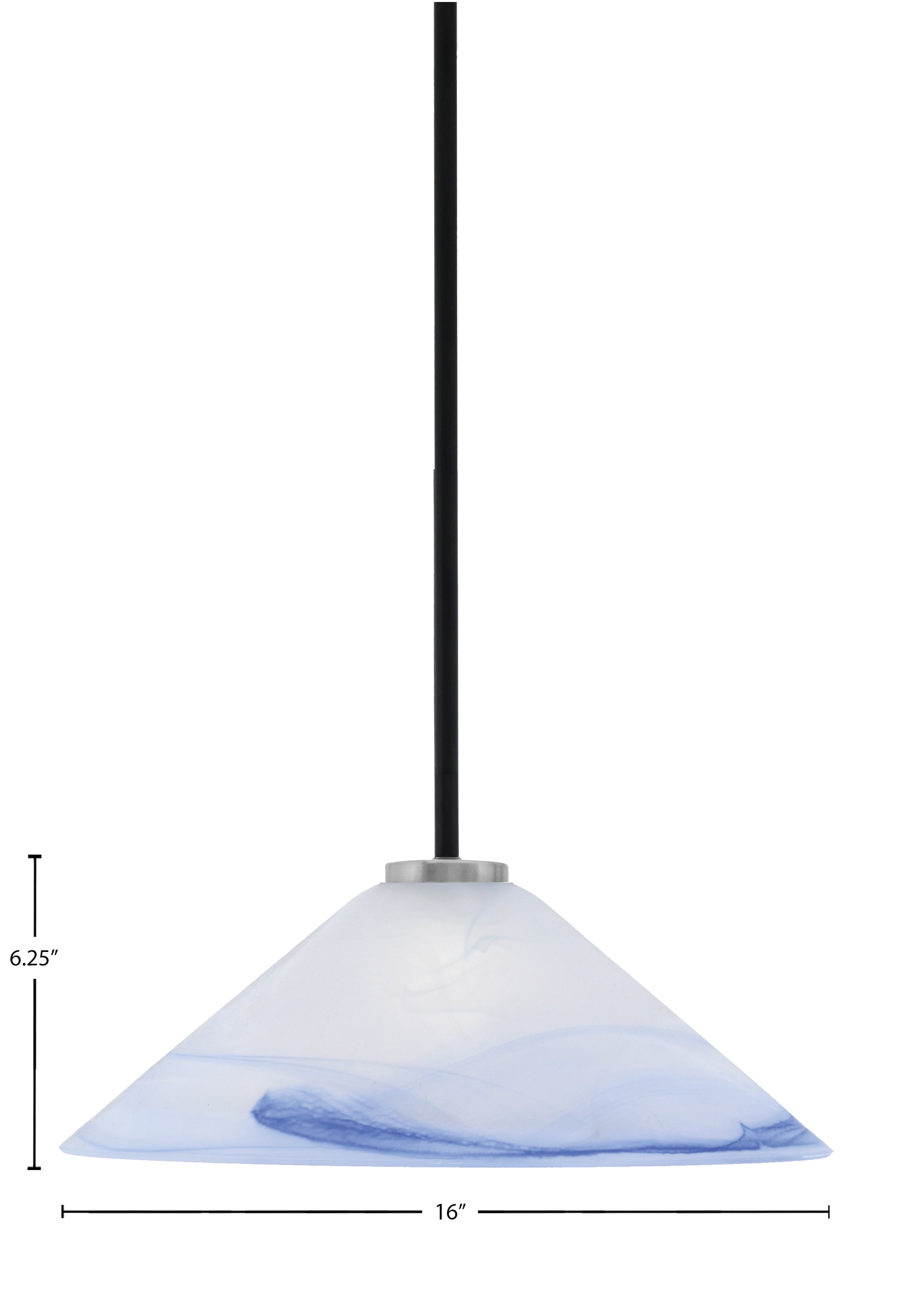 Sandia One Light Pendant in Matte Black & Graphite with Blue Swirl Shade