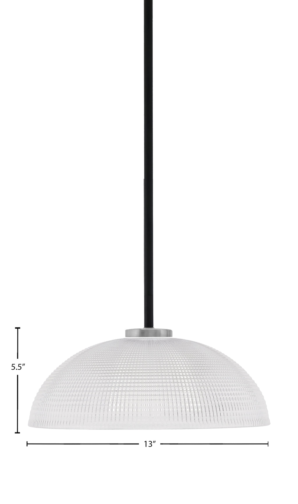 Sandia One Light Pendant in Matte Black & Graphite with Clear Ribbed Shade