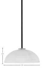 Sandia One Light Pendant in Matte Black & Graphite with Clear Ribbed Shade