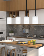 Sandia One Light Mini Pendant in Matte Black & Graphite with White Marble Shade