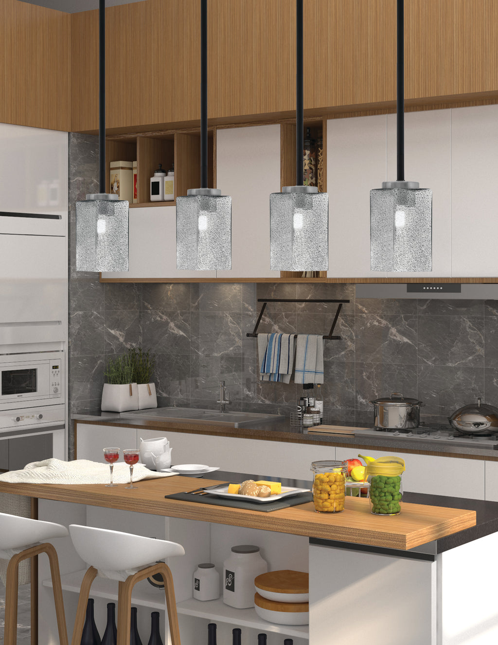 Sandia One Light Mini Pendant in Matte Black & Graphite with Smoke Bubble Shade